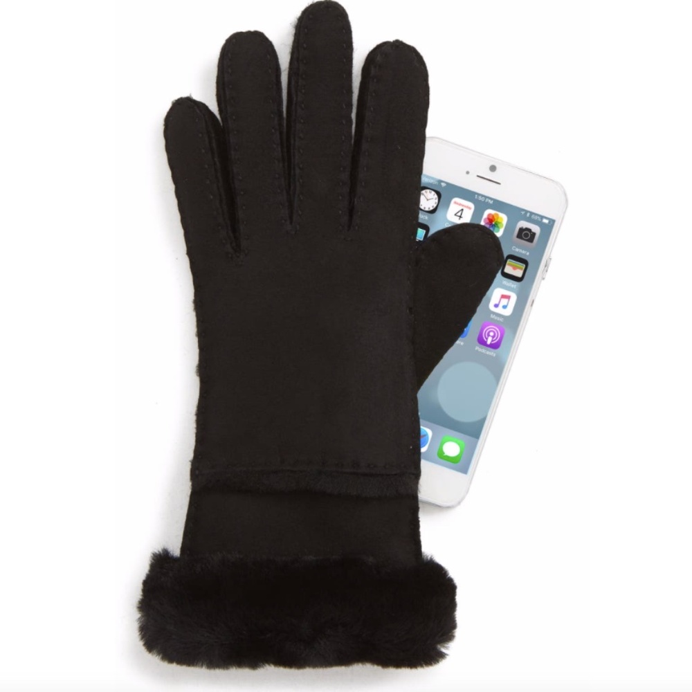 UGG Australia Black with Tag Med Size Ugg® Seamed Touchscreen Compatible Gloves